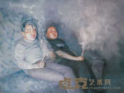 尹朝阳 2002年作 两个抽烟的男人 150×200cm